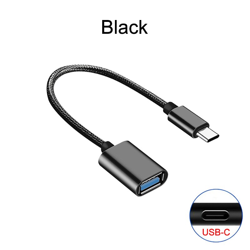 USB to Type-C OTG Adapter Cable for Samsung Galaxy A40 A50 A60 A70 A80 A50S A70S A31 A41 A51 A71 M30 M40 M31 USB C OTG Converter: black