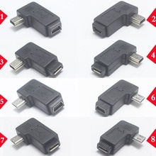1 pcs 90 Graden Links &amp; Haaks Mini USB 5pin Female naar Micro USB Male Data Sync Adapter Plug micro USB Naar Mini USB Connector
