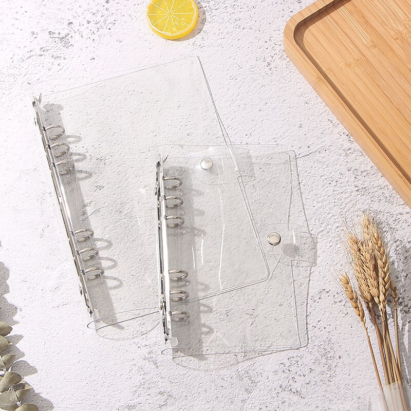 A5 A6 Loose-leaf Notebook Case Cover Transparent Shiny Replaces Notebook 6 Holes Inner Pages Paper Shell