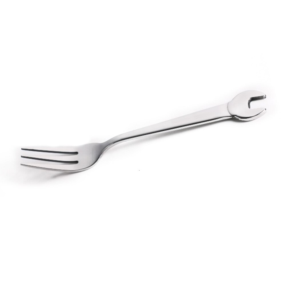 Bærbar skruenøgle bordservice rustfrit stål skruenøgle mekanisk værktøj form kaffesked gaffel bestik teskefulde: Default Title