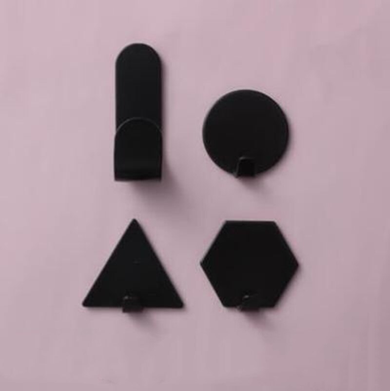 4 st/set gratis punch geometri väggkrok smidesjärn liten krok dekoration minidörr starka klibbiga krokar badrum: Ljusgrön