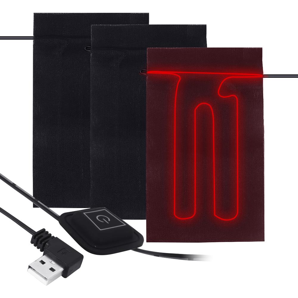 Zwarte elektrische verwarmingsmat, usb, 3 stuks warmer pads, vest, jas, kledingverwarming, thermisch, 3 versnellingen, aangepast kussen, verwarming, doe-het-zelf