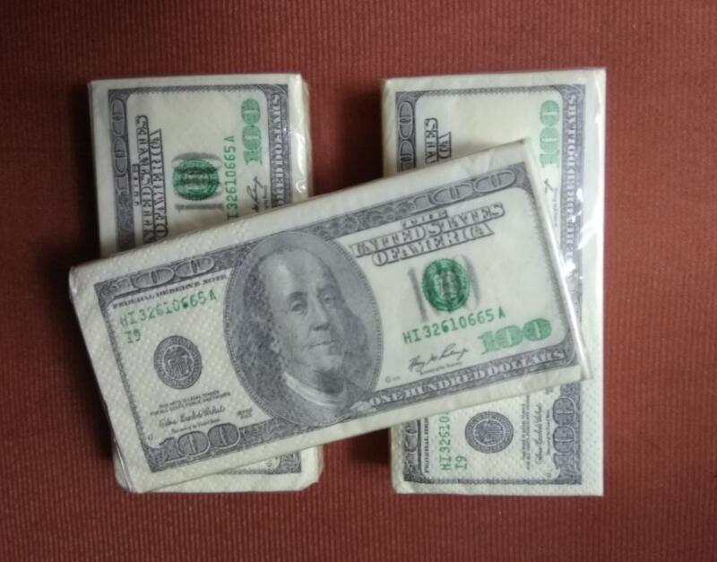 1 luxe Dollar tissue zakdoek tissues papier veelkleurenafdruk papier