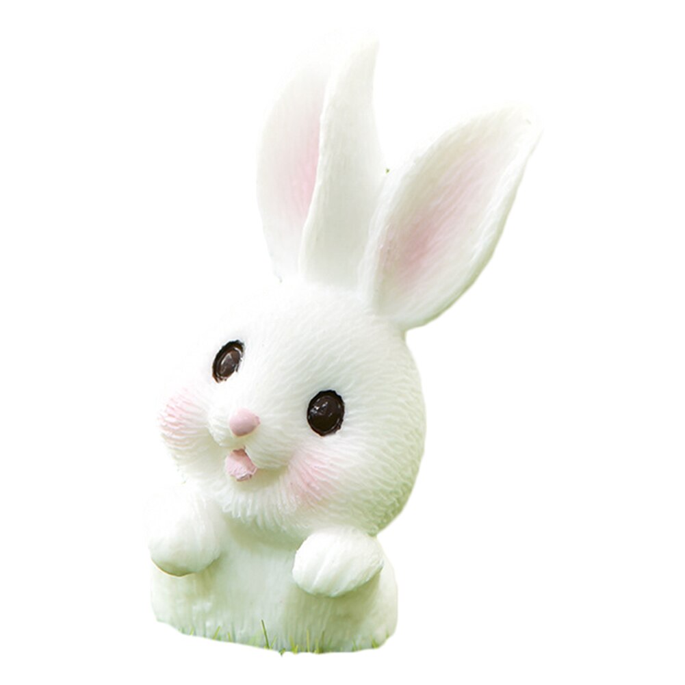 Mini Rabbit Statue Easter Bunny Model Resin Miniature Toy Micro Landscape Cartoon Carrot House Fairy Home Garden Decoration: D