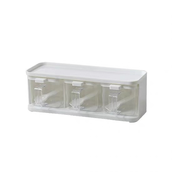 Kitchen Plastic Simplicity Seasoning Salt Box Spice Rack Herbs Spices Storage Container With Handle Condiment Jar Cooking Tools: A