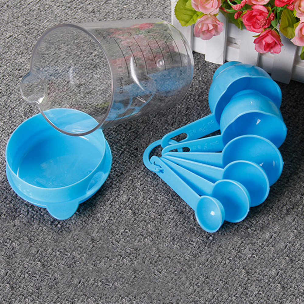 Kitchen Measuring Tools Blue Pink Color Mixing Plastic Measuring Cup Spoons Set Graduated Spoons For Kitchen Cooking Coffee