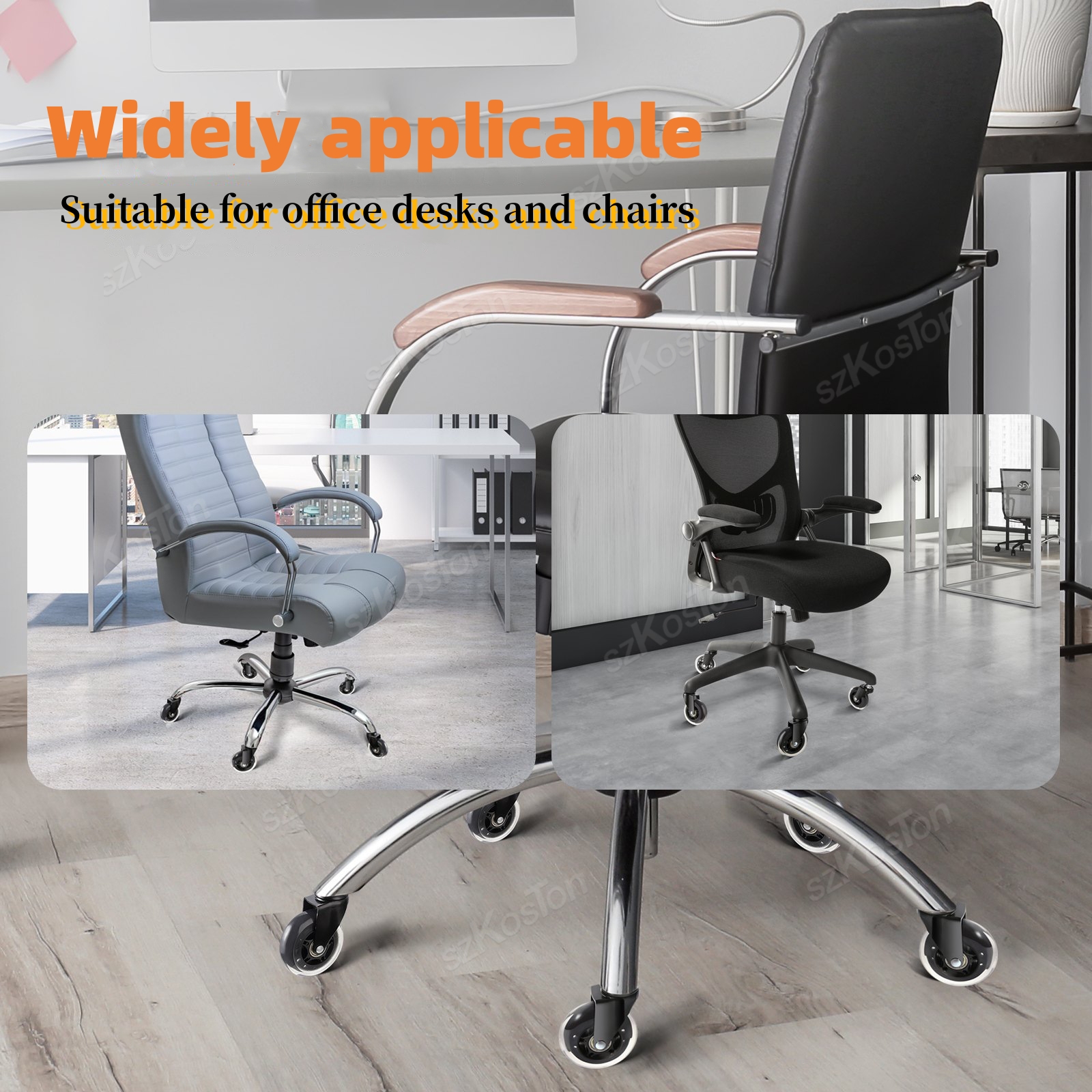 5 pcs office chair swivel casters, 10-11mm rubber wheels, soft, safe furniture casters, 3 inch universal wheel , 360 degree swivel wheel