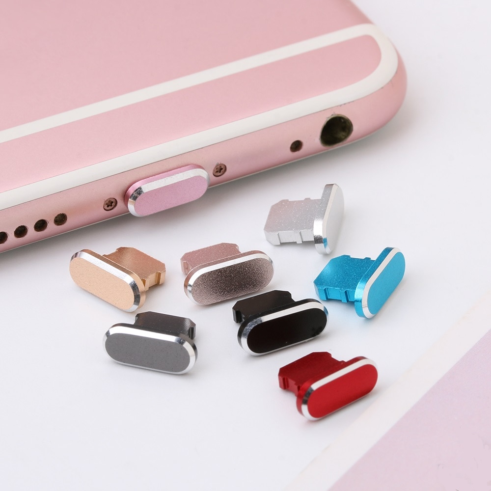 1Pcs Colorful Metal Anti Dust Charger Dock Plug Stopper Cap Cover For iPhone X XR Max 8 7 6S Plus Cell Phone Accessories