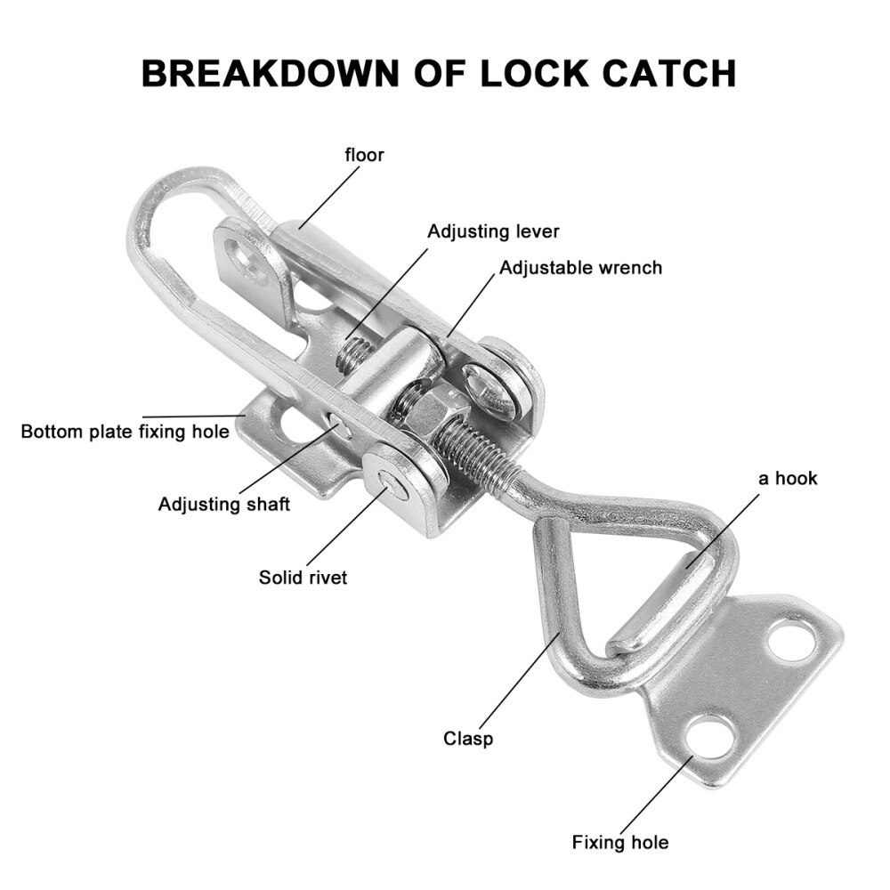 2PCS Adjustable Toggle Catch Galvanized Latch Lock Durable Clamp Hasp home storage hooks