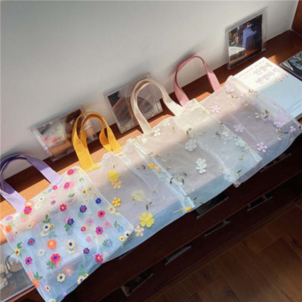 Mode Vrouwen Geborduurde Light Clear Organza Jelly Kleine Tote Messenger Schoudertassen Vrouwelijke Strand Handtassen Boodschappentassen