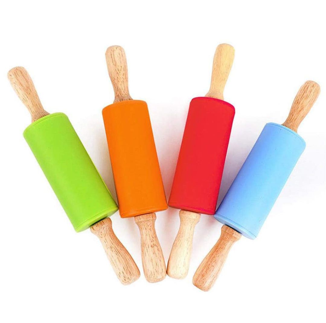 1PC Silicone Rolling Pin Dough Roller Handle DIY Kitchen Baking Children Pastry Stick Cake Decor Cooking Tool