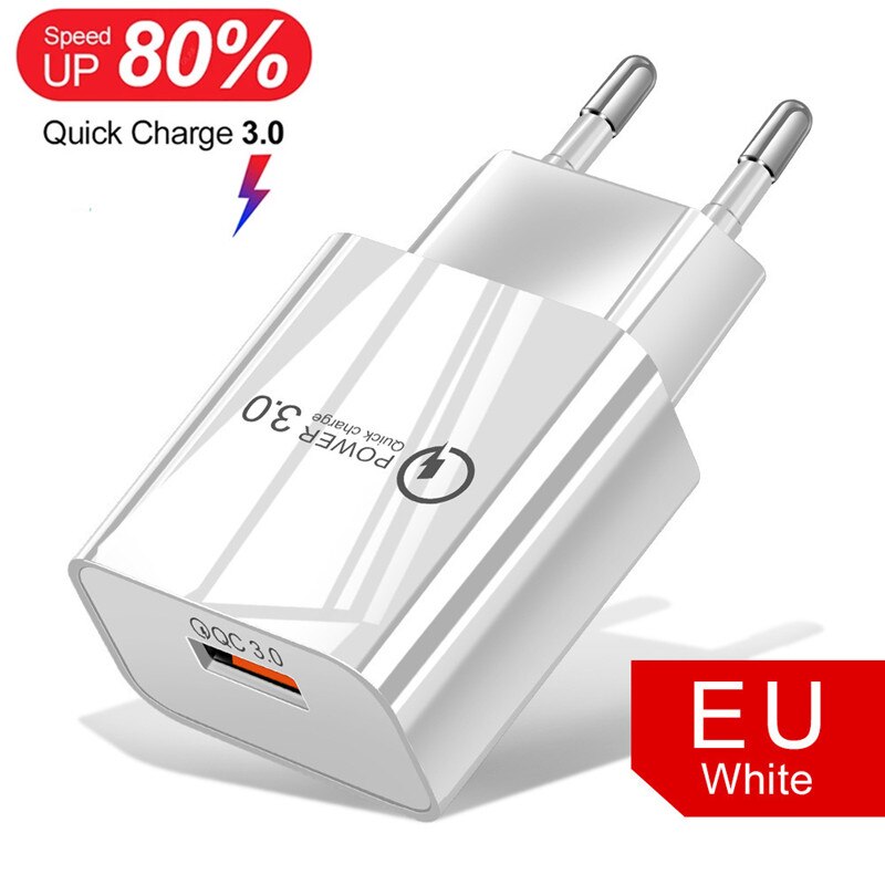 Szybka ładowarka 18W 5A QC 3.0 ładowarka USB szybkie ładowanie typu C kabel do Huawei Samsung Xiaomi Redmi Google Pixel 6 Pro ue wtyczka amerykańska: EU White Charger