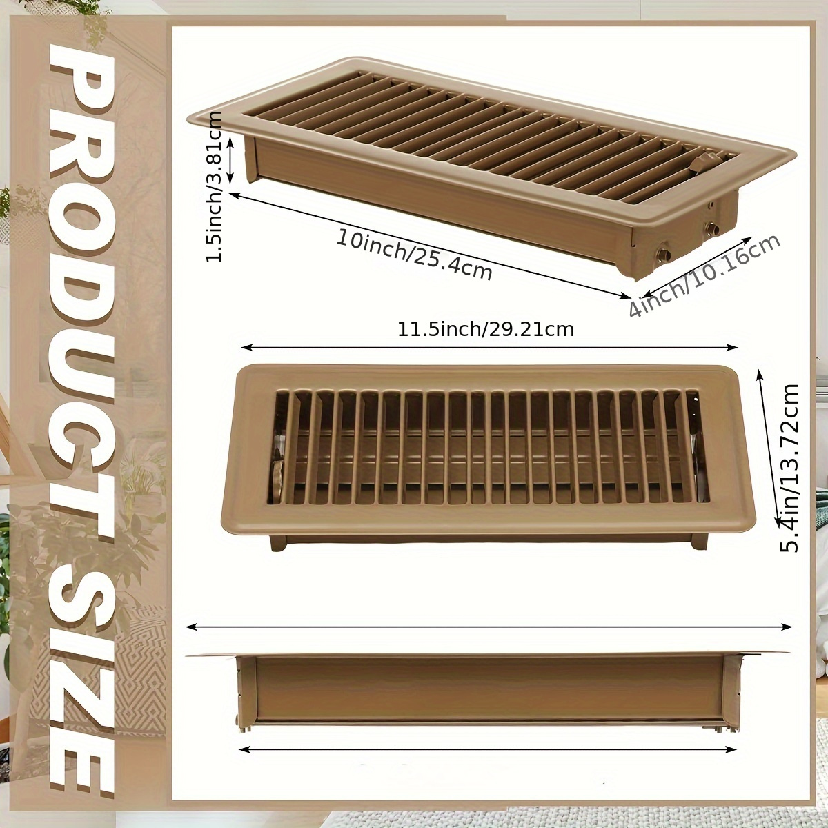 1pc 4x 10inch Floor Vent Covers, Vent Covers for Home Floor , Heavy Duty Floor Register Metal Cooling, Metal Heat Vent Covers