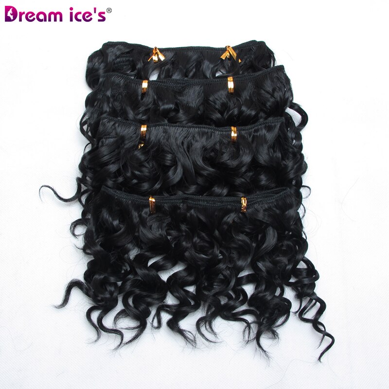 8 pulgadas Afro corto Pelo Rizado mechones color marrón negro de pelo sintético de alta temperatura de extensión 4 unid/lote sueño del hielo