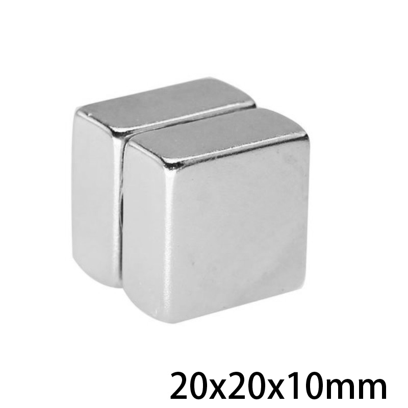 Aimant de recherche carré N35 Super puissant en néodyme, bloc de 20x20x10mm, 1/2/3/5/10/15 pièces