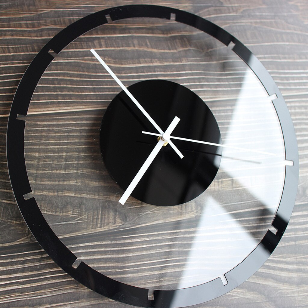 Reloj de pared de estilo nórdico, silencioso, acrílico, transparente, Retro, de hierro, cara redonda, decoración grande para exteriores, color negro