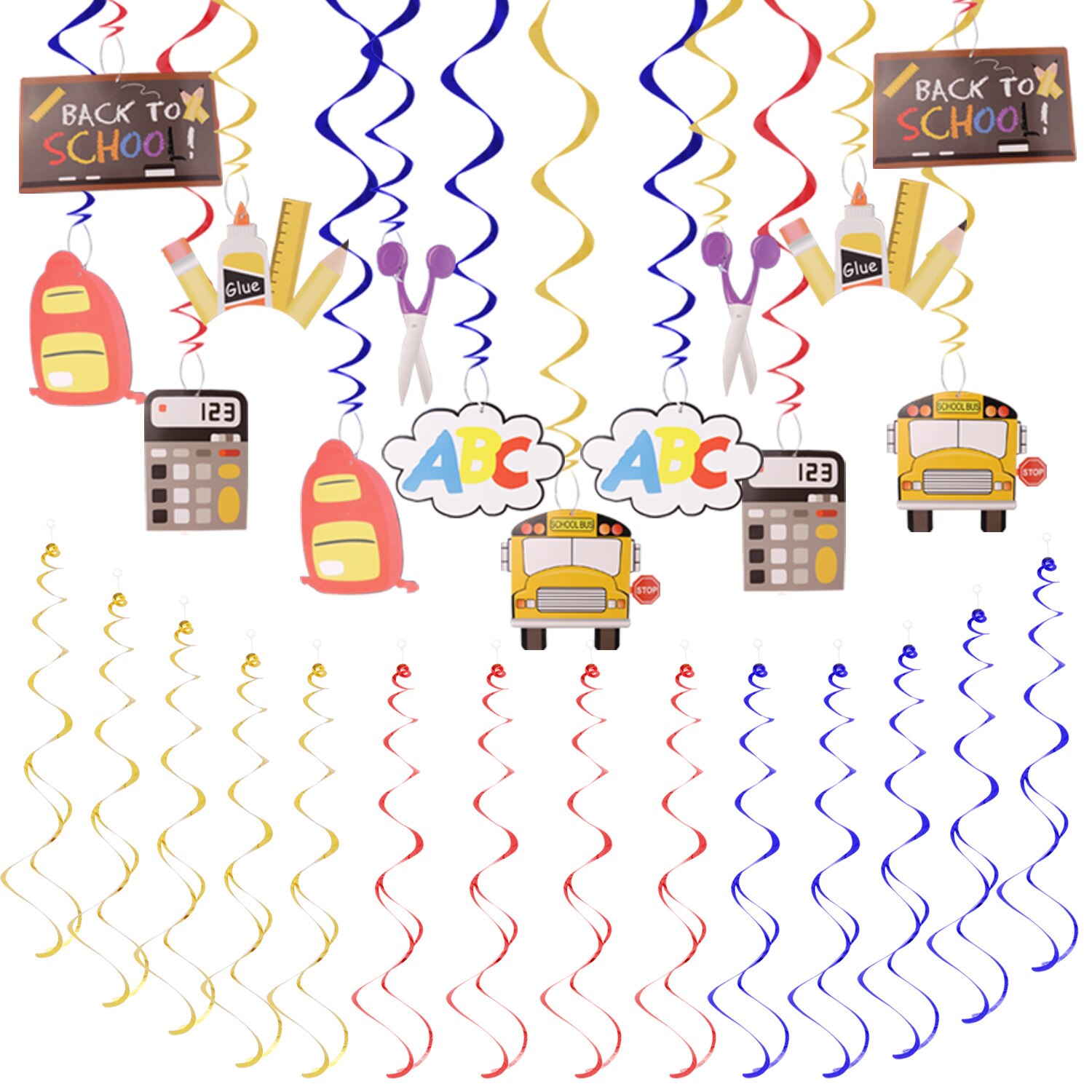 30Pcs Opknoping Swirl Terug Naar School Party Photo Booth Props Voor Eerste Dag Van School Classroom Decor Decoraties