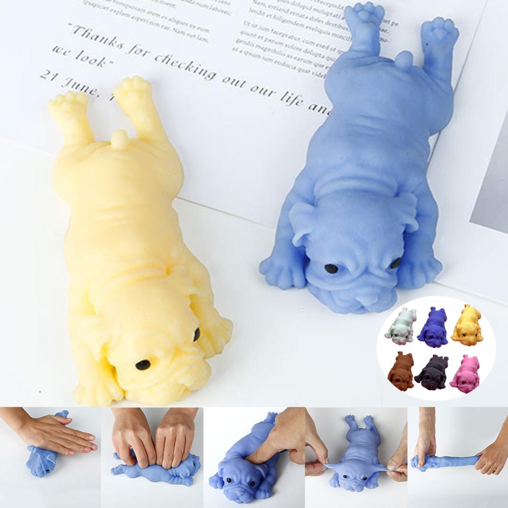Bouledogue en Silicone souple et réaliste, jouet Animal doux et mignon, anti-Stress, pour enfants et adultes