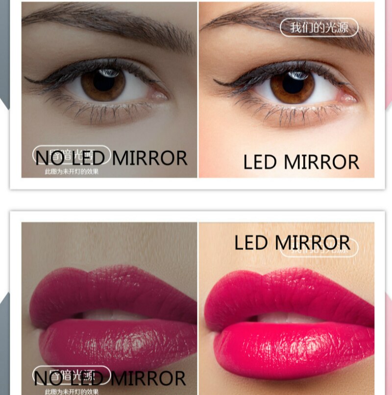 Makeup baggrundsbelyst spejllys med naturligt hvidt led dagslys forfængelighed spejl aftageligt / opbevaringsbase 3 tilstande til espelho lustro ld
