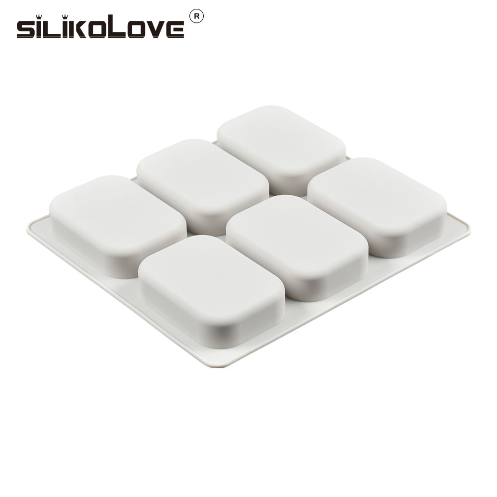 SILIKOLOVE 6 Holes Large Square Shape Silicone Soap Molds DIY Kitchen Tools Handmade Soap Making Craft Forms Moulds