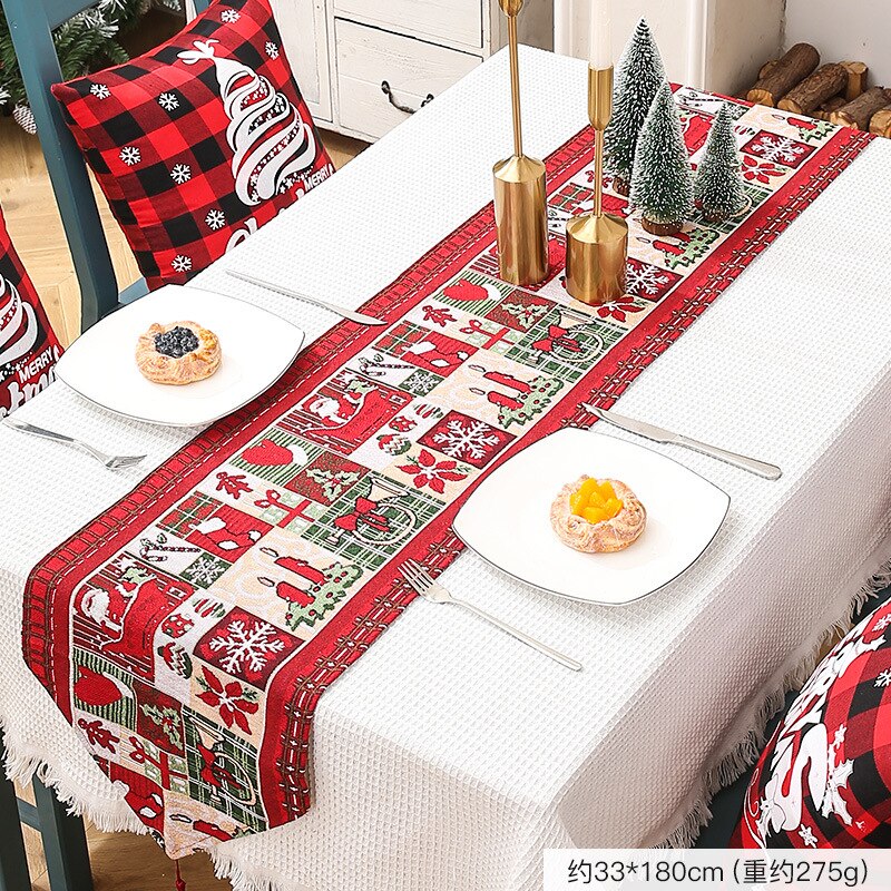 Polyester Cotton Christmas Table Runner Tablecloth Hotel Home Dining Table Dress Up Xmas Festival Party Decor Table Runners: C