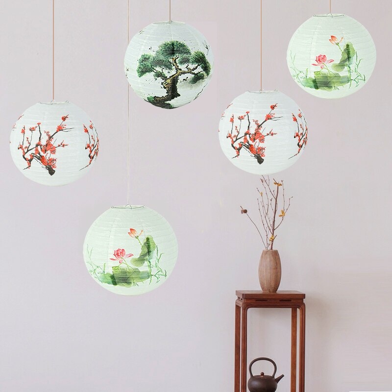 30cm Blume Pflanze Gedruckt Blume Runde Der Antike Chinesische orientalisch Stil Papier Laterne Festliche Hochzeit Geburtstag Party Heimat Dekor
