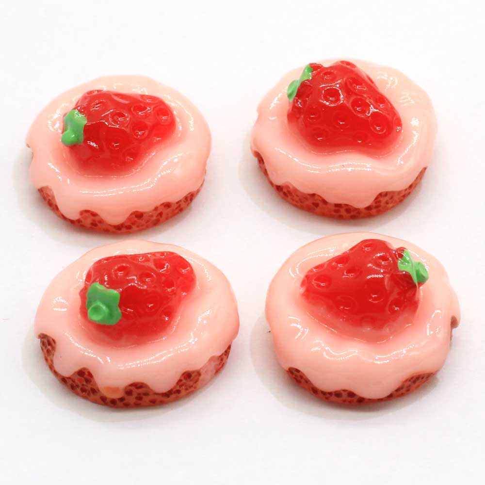 20/100 st harts mini jordgubbstårta platt bak miniatyr kakor cabochons för telefon dekoration hantverk göra mat dockhus