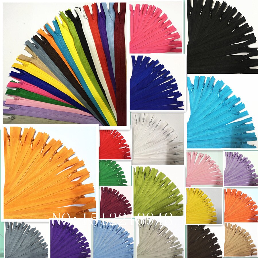 50 stücke Bunte Nylon 3 # Geschlossenen Ende Unsichtbaren Reiß 12 zoll (30cm) schneider Nähen Handwerk 20 Farbe