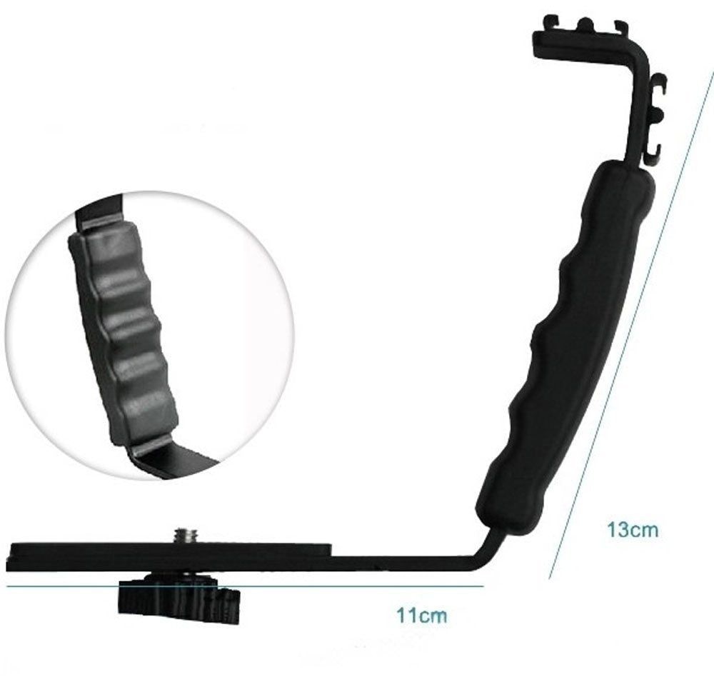 Handheld L Flash Bracket Mount w/ 2 Shoe For Camera Microphone LED Video Light DV