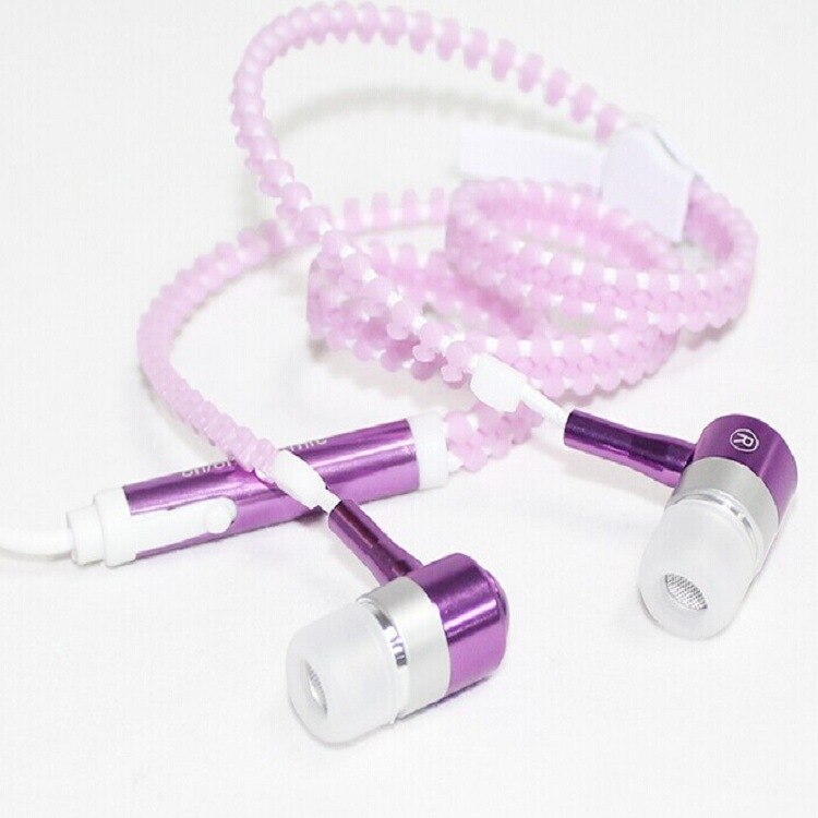 3 Kleur Glow In-Oor Lichtgevende Licht Metalen Rits Oortelefoon Glow In The Dark Headset Voor Iphone samsung Auriculares: Pink