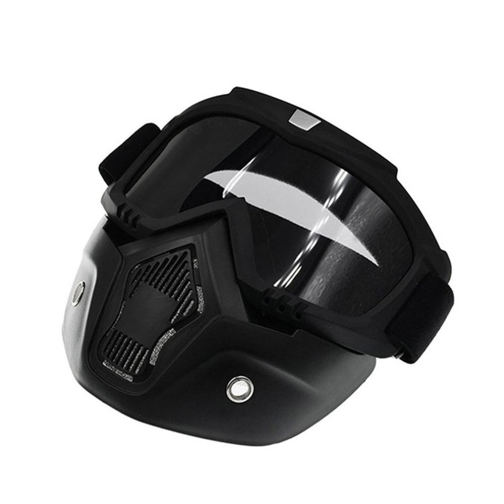 Motorsykkel hai hjelm beskyttelsesbriller motocross hjelm briller retro vindtette åpne ansikts hjelmer briller maske: Svart linse