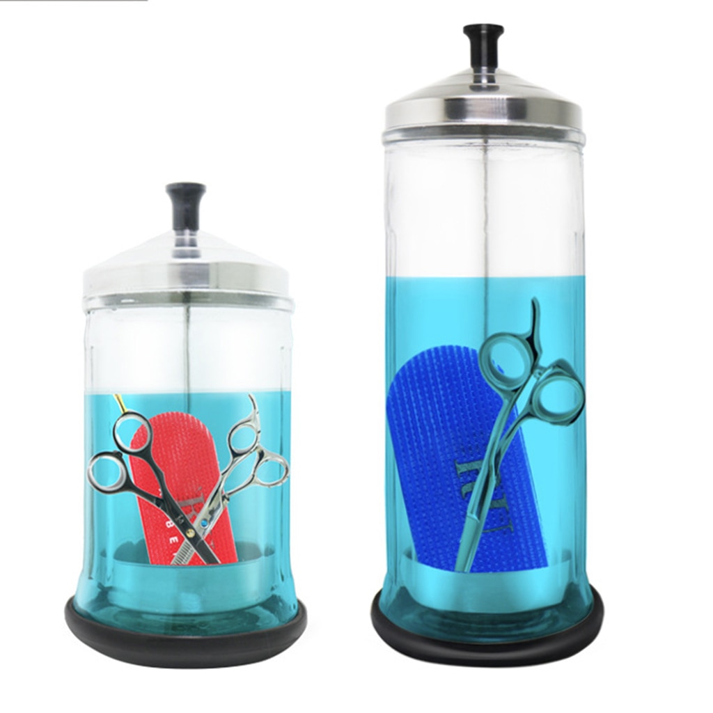 Disinfectant Jar Salon Barber Disinfection Jar Sterilization Container Sanitizer Glass Manicure Disinfection Cup for Barber