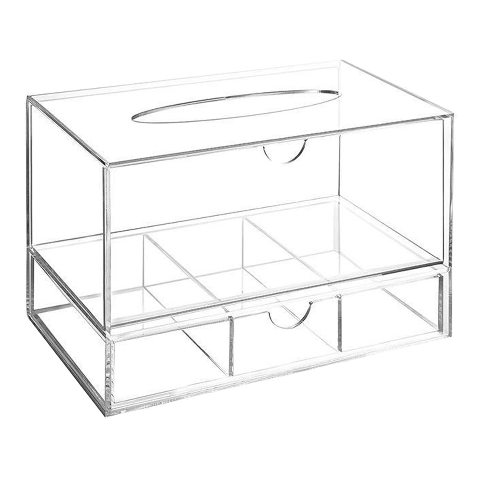 Display Jewellery Storage Box Acrylic Cosmetics Lipsticks Make Up Organiser Holder Box (2 Drawers Clear)