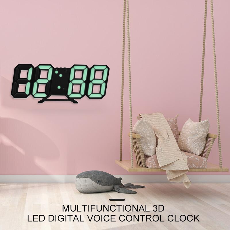 Large 3D Digital Led Alarm Clock Snooze Function Photosensitive Electronic Table Clock With Thermometer Calendar Desk Clocks