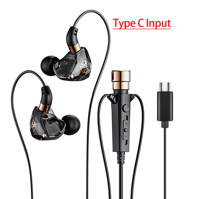 Dynamiczne słuchawki przewodowe HiFi Sportowe słuchawki basowe stereofoniczny hazard relacja na żywo karaoke Zestaw słuchawkowy Muzyczne słuchawki douszne 3,5 mm Typ C robić ucha z mikrofonem: Ciemny zielony
