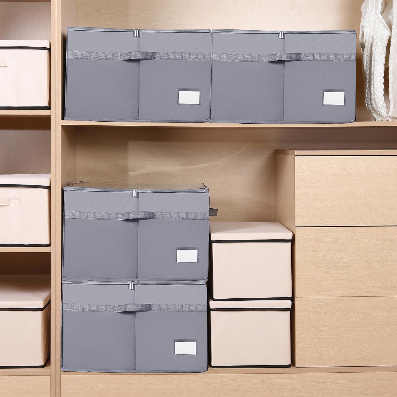 Schuh organisator für Schrank Stoff Schuh ablage behälter mit durchsichtiger Abdeckung verstellbare Trennwände großer Schuhkarton Aufbewahrung behälter