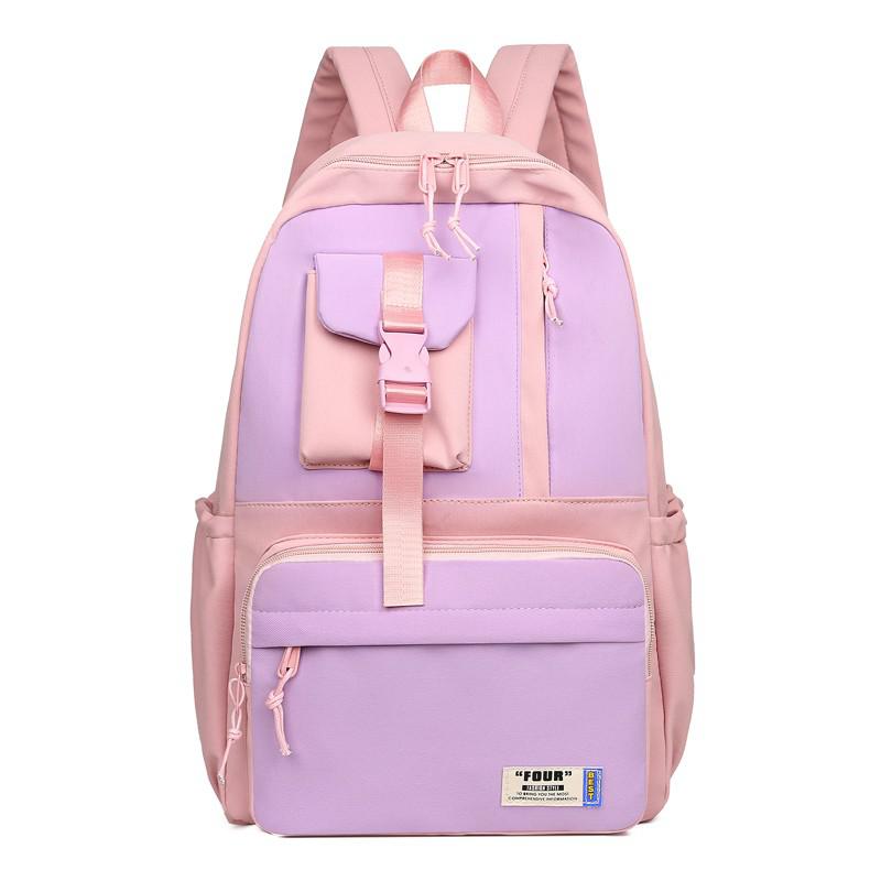 Koreaanse Stijl Nylon Vrouwen Rugzak Harajuku Leisure Student School Tassen Grote Capaciteit Waterdichte Reizen Rugzakken: Pink and purple