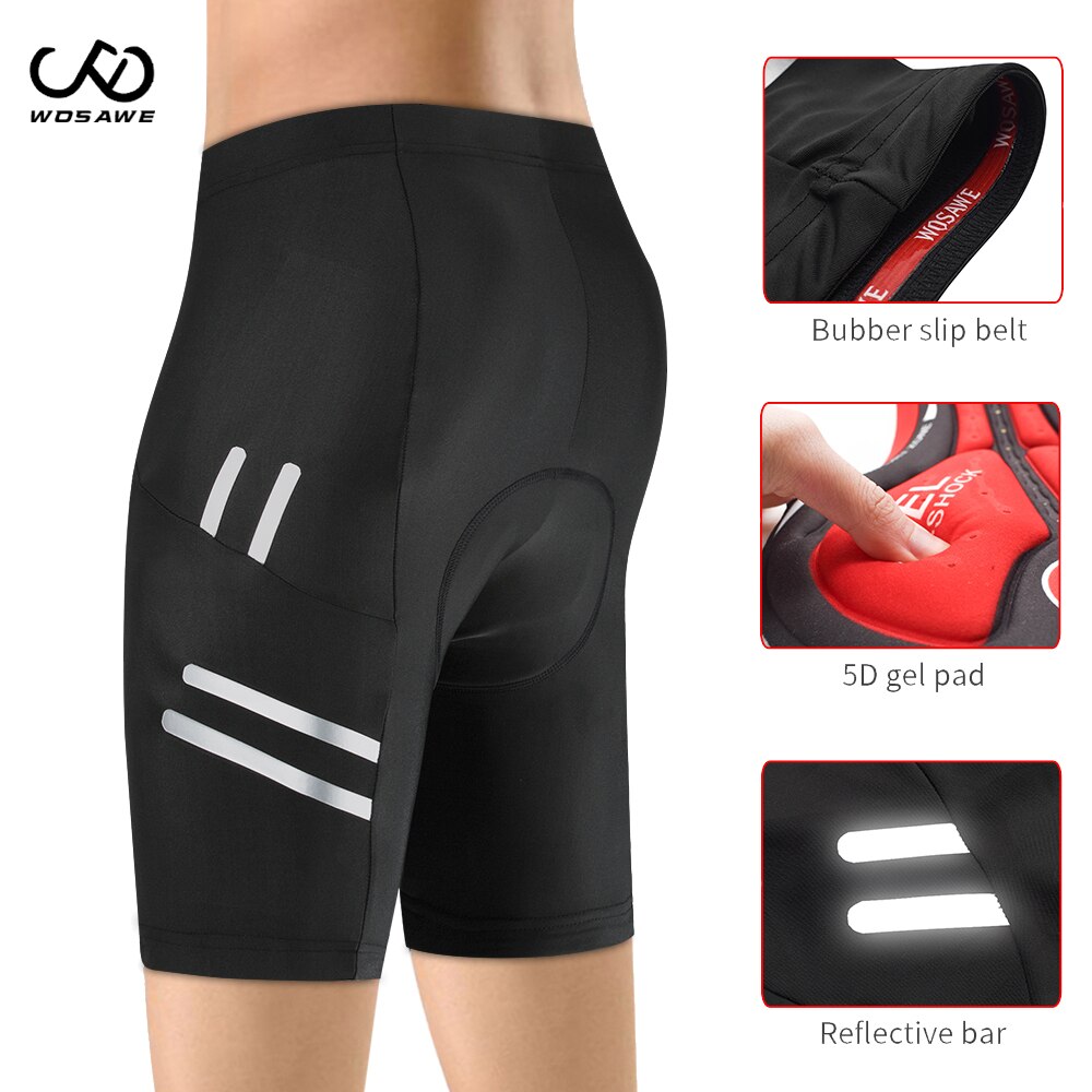 WOSAWE Men&#39;s Reflective Bike Cycling gel Shorts Beathable Mountain Road MTB Bicycle Biker Shorts With paddeds Tights Trousers