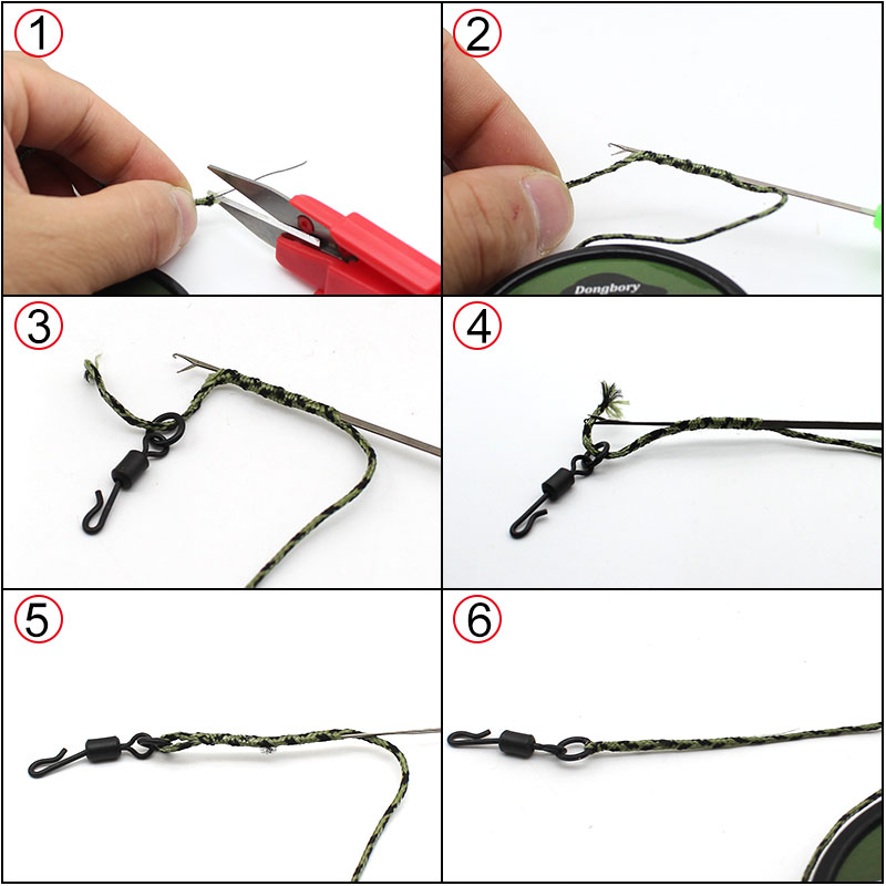 5m carpa linha de pesca chumbo núcleo helicóptero carpa equipamento de cabelo broca 12 trança fio líder linha equipamento de pesca diy acessórios