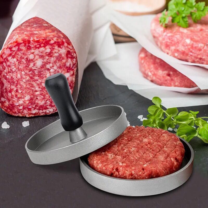 1 sett rund form hamburgerpress aluminiumslegering 12 cm hamburger kjøtt biff grille burger trykk patty maker form kjøkkenverktøy