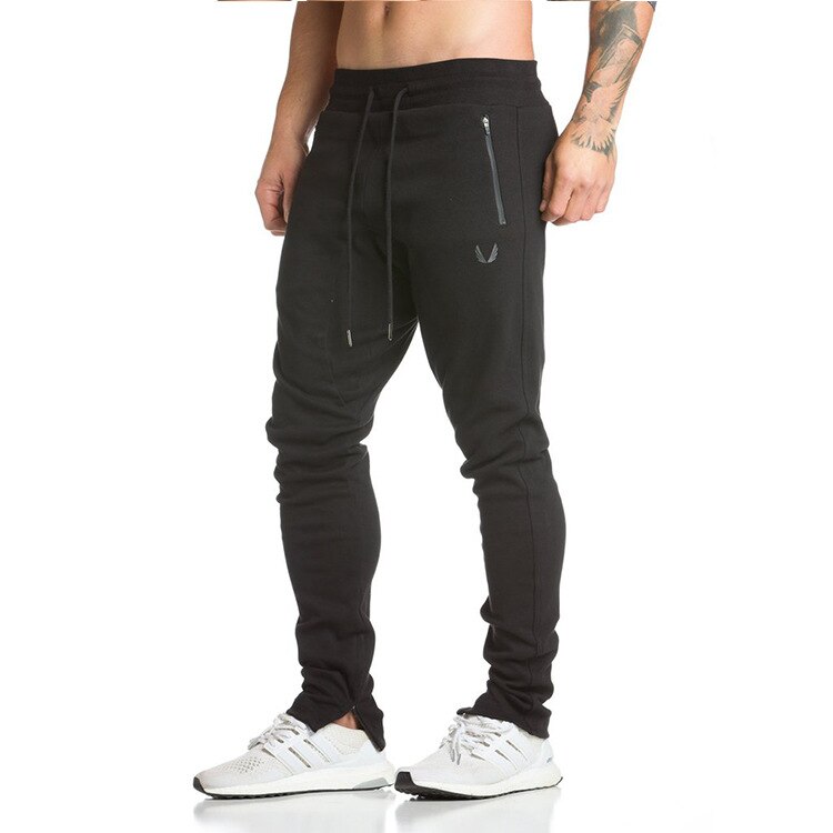 Pantalones deportivos europeos y americanos de algodón para entrenamiento, pantalones elásticos transpirables para Fitness, informales, cerrados, para la salud de los pies pequeños: M / black