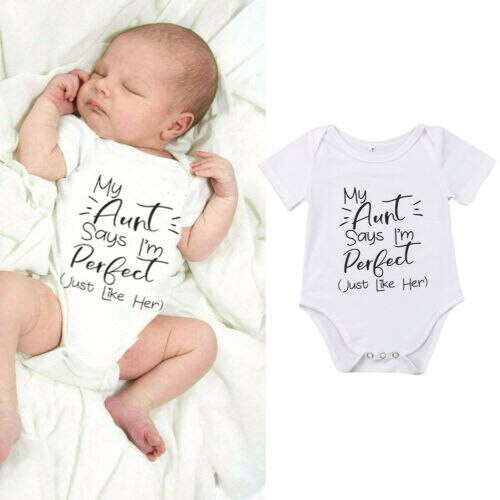 Baby dreng piger min moster bodysuit tøj outfit babygrow bomuld