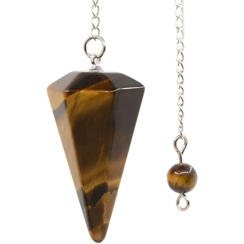 Pedra natural quartzo ágata pingente reiki cura cone ametista charme pêndulo pingentes para adivinhação radiestesia reiki cristais: Imitação de ródio chapeado
