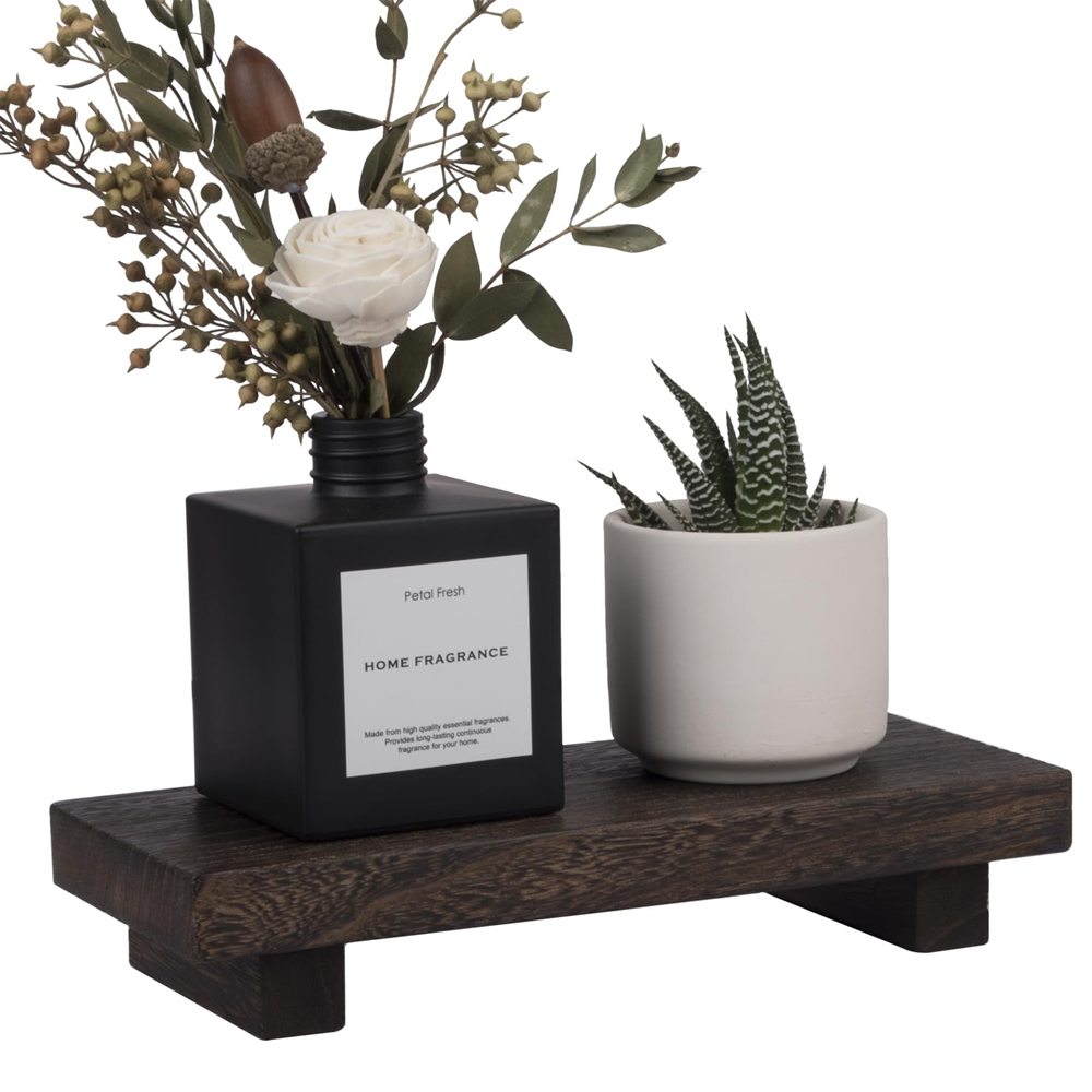 Tresokkelstativ for dekorasjon gårdshus 8.6 cm lite treforhøyer såpestativ fotbrett til stearinlys baderomsbenk: Sjokolade