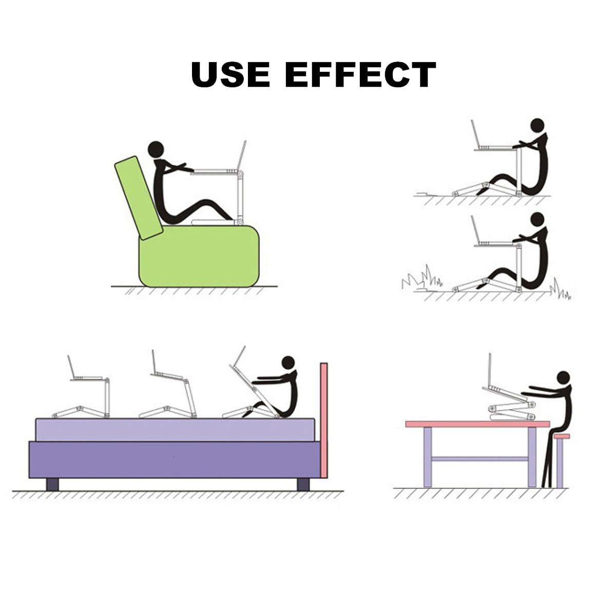 Ergonomic Computer Desk For Bed PC Table Stand Folding Laptop Table Adjustable Aluminum Laptop Desk Portable Computer Table