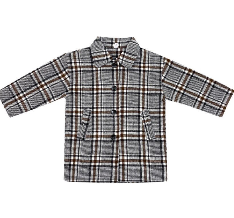 Autumn England style boys woolen plaid long jackets kids outwears children thick casual coats: 6