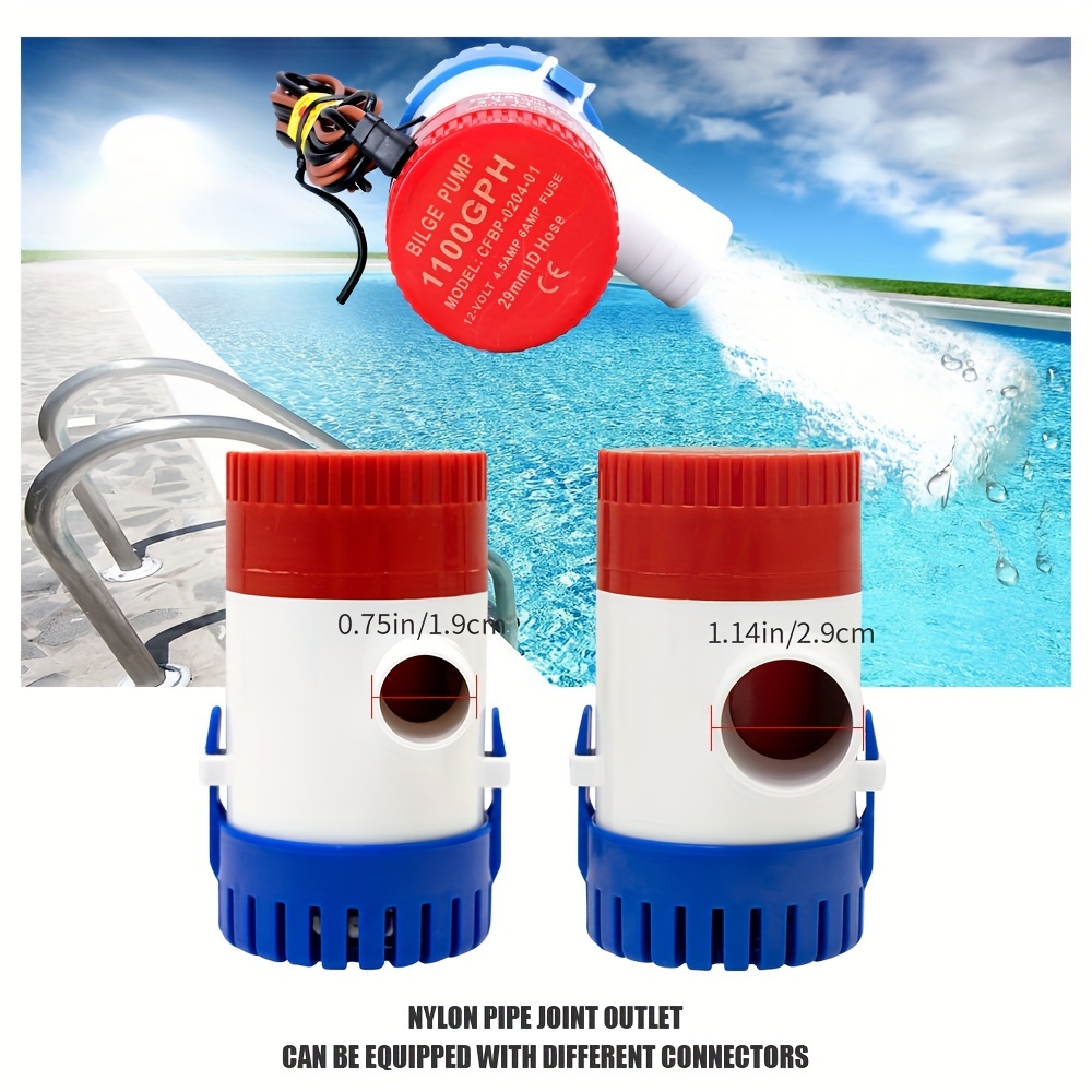 1pc rv water supply pumps, 750/1100 gph bilge pumps, 12v submersible dc water pumps, yacht pumps