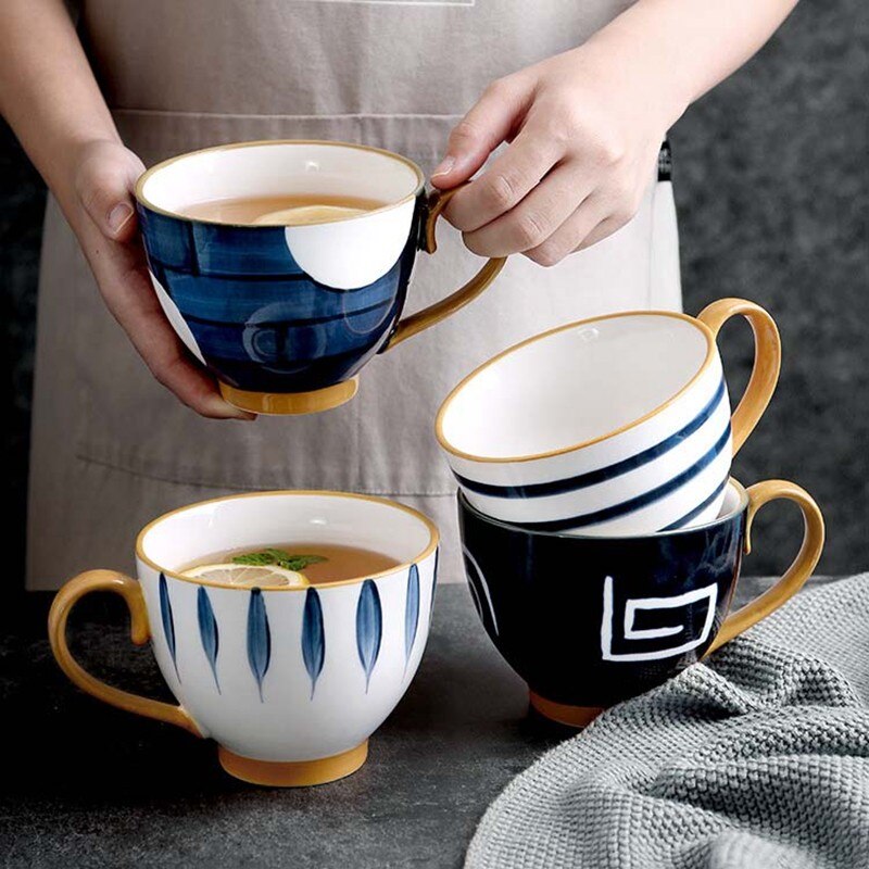 Tazas grandes de cerveza y agua de 480ml, taza de café de cerámica creativa, tazas de té y jugo, taza de leche para desayuno, al por mayor