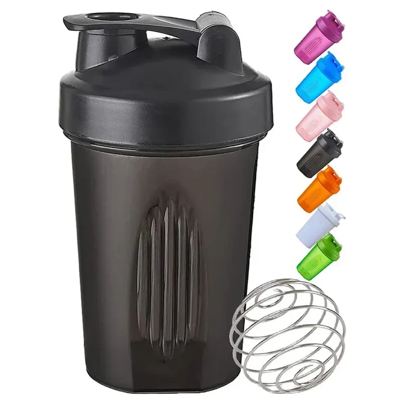 Sports shakerflasker vannkopper myseproteinpulver mikserflaske lekkasjesikker fitness gym shaker utendørs bærbar drikkekopp 400ml