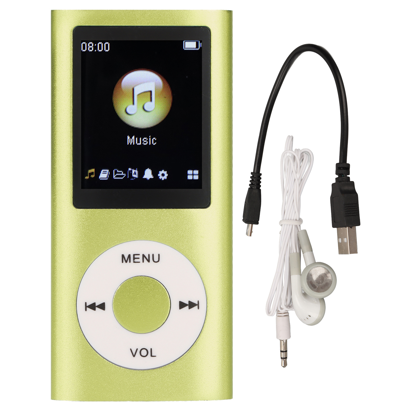 Mini Lettore MP3 con Schermo LCD da 1,8 Pollici, Audio Lossless, Portatile per Corsa, Palestra, Sport, Supporto Scheda TF da 16GB: Giallo